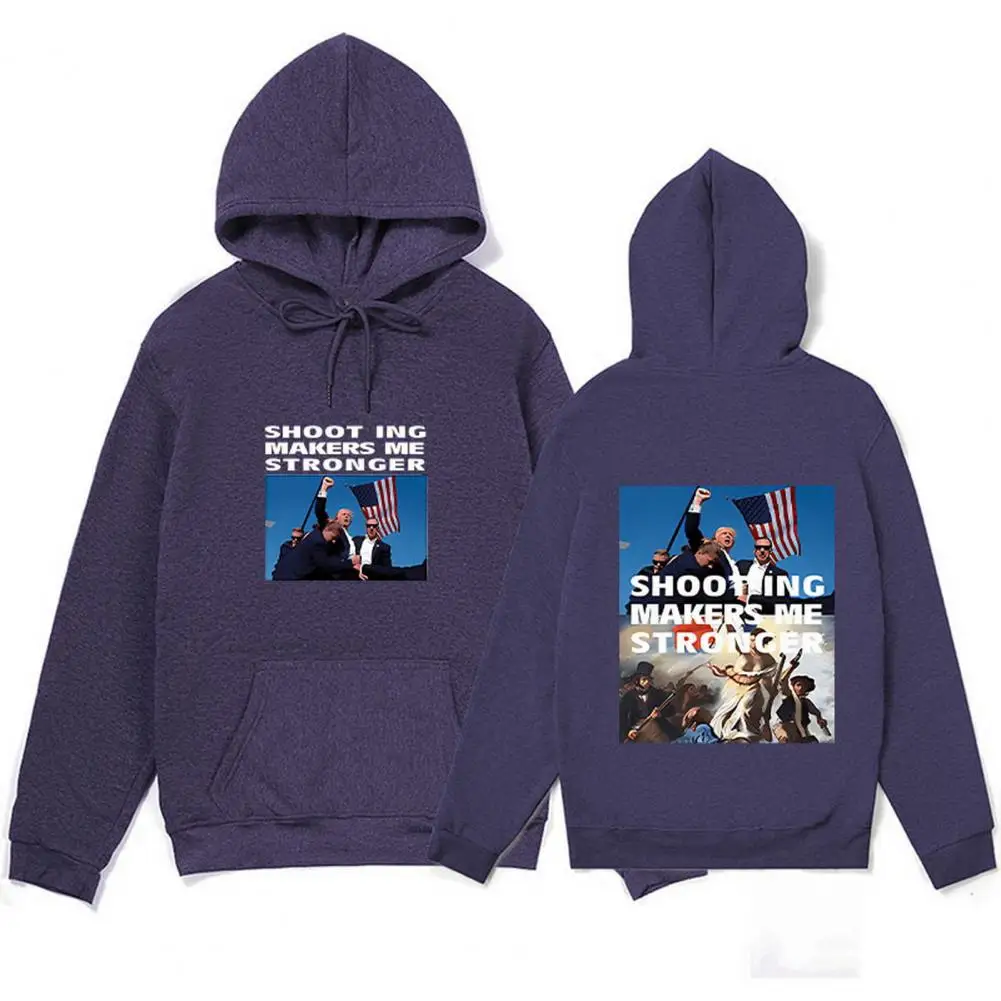 Warm Fall Winter Hoodie Trump Survives Shot Unisex Hoodie with Pockets Long Sleeve Drawstring Pullover for Election for Trump