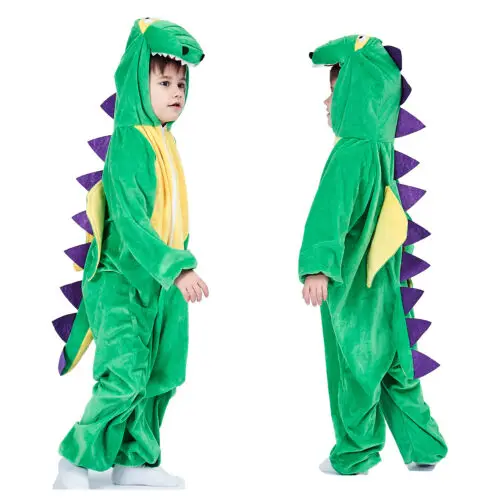 

Halloween Animal Performance Costume Children's Holiday Party Role Play Cute Green Dinosaur Jumpsuit Stage Performance Costume