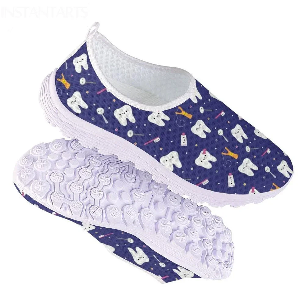 Dental Teeth/Dentist Equipment Pattern Flats Summer Women's Casual Sneakers Comfort Mesh Loafers Shoes Female Shoes