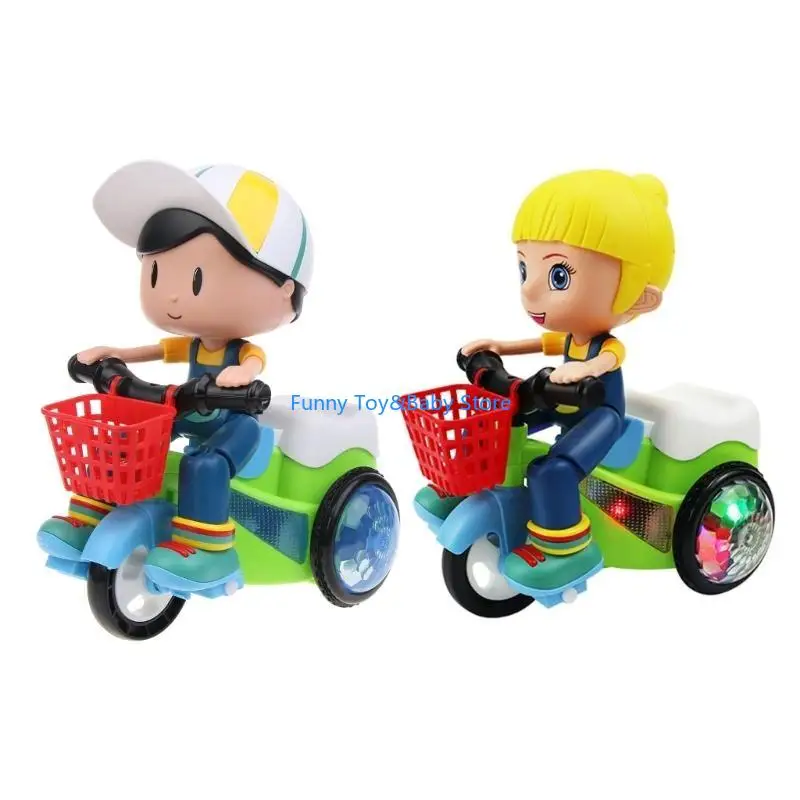 

C90B Glowing Up Stunt Bike Toy Child Flashing Light Music Car Toy Preschool Kids Gift