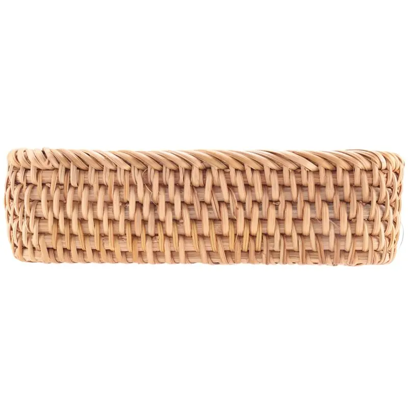

【EFFICIENT 】5X Hand-Woven Rectangular Rattan Wicker Basket Fruit Tea Snack Bread Picnic Cosmetic Storage Box-S