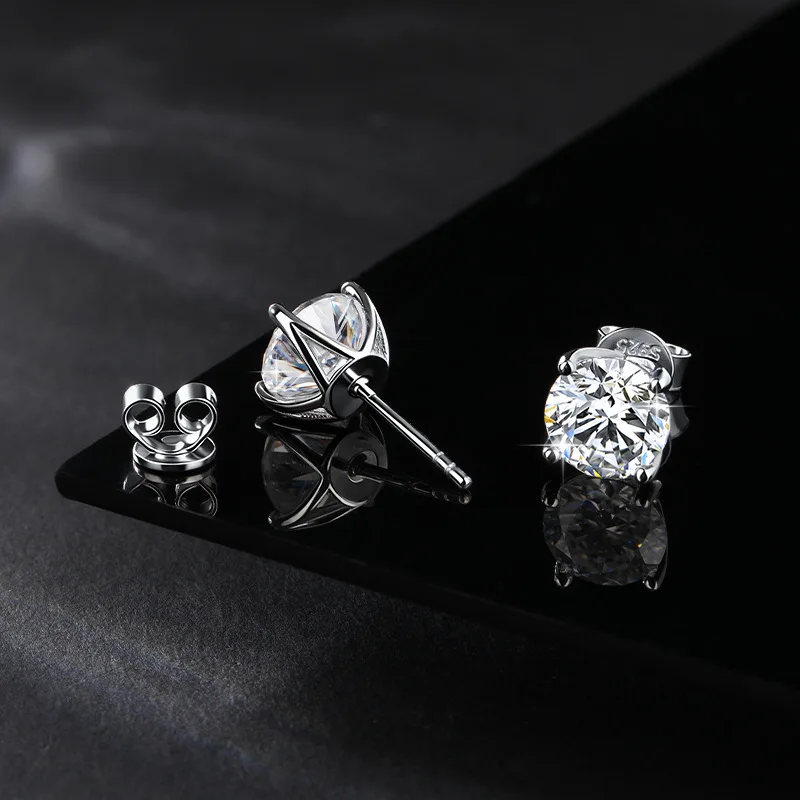0.1ct-2ct D Color Moissanite Stud Earrings Lab Created Diamond 925 Sterling Silver Wedding Fine Jewelry Brincos de Prata