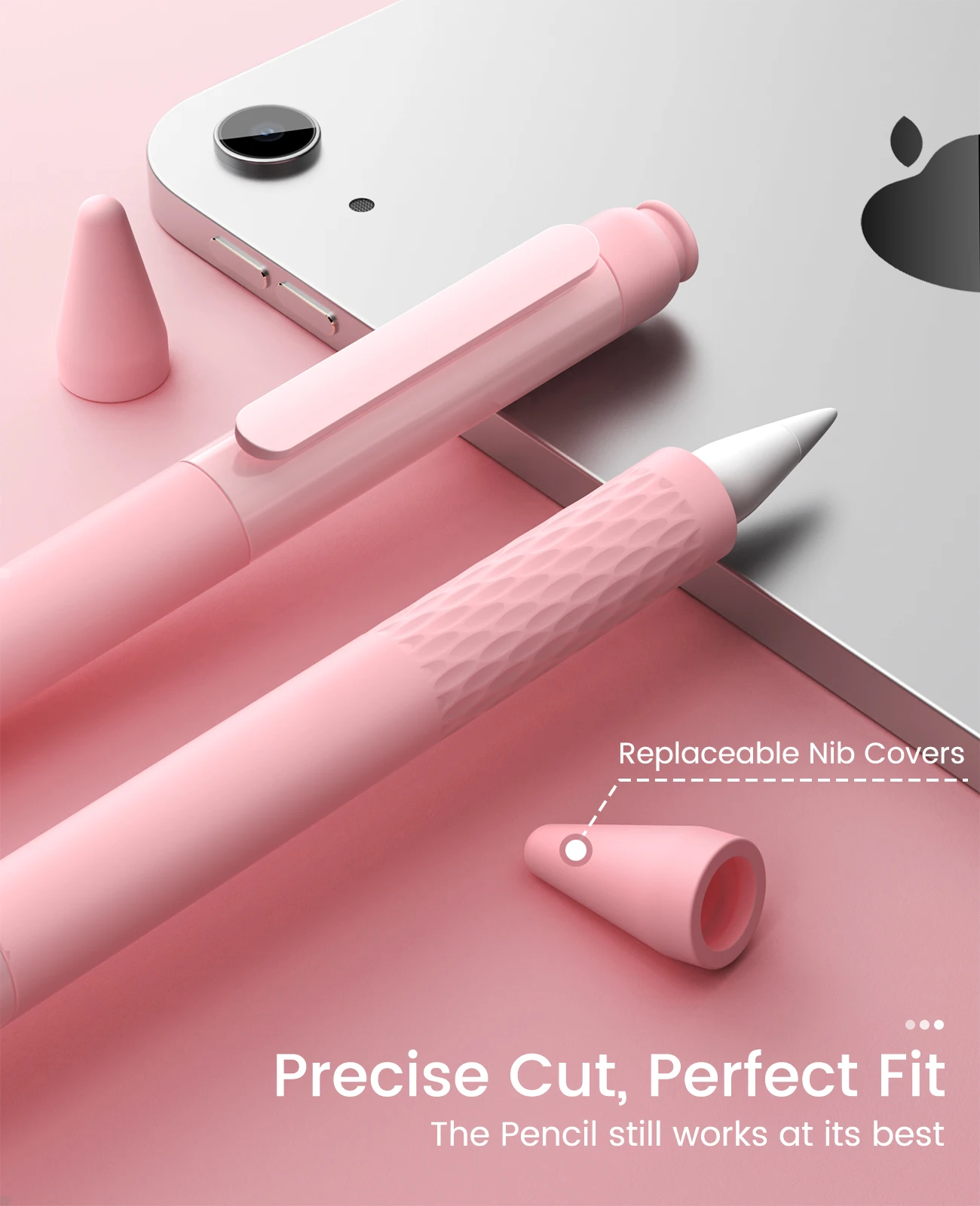 Stylus Cover Silicone Pen Case For Apple Pencil 1 Protective Case Non-slip Anti-fall iPad Pencil Pencil Holder with Clip, 3 Nips