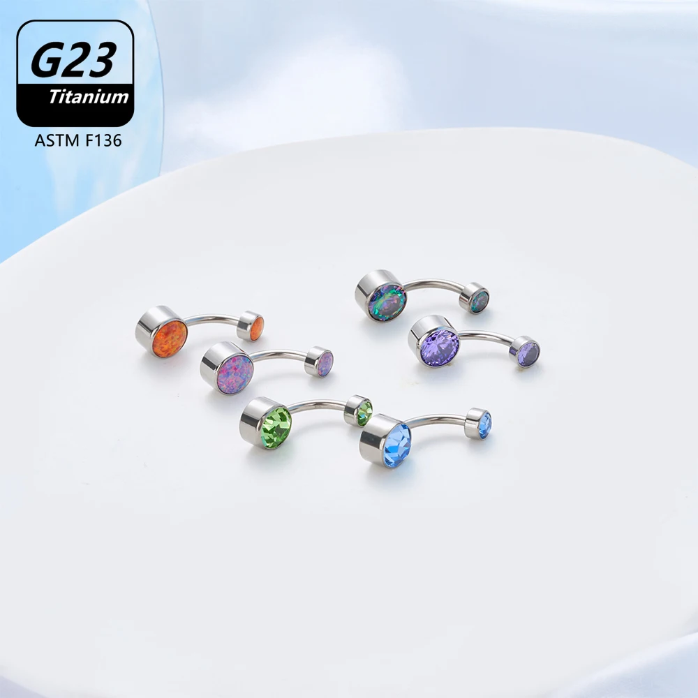 Belly Piercing Button Rings G23 Titanium Astm F136 14g Body Jewelry Internally Threaded Navel Ring Zirconia Earrings Zircon