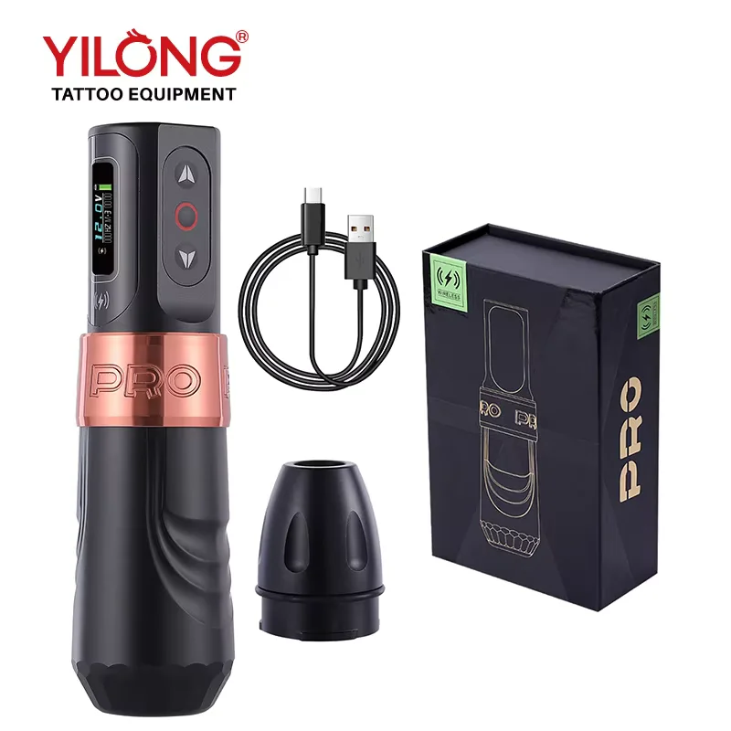 1800mAh Battery Cordless Tattoo Pen Machine 4.0mm Stroke Coreless Motor Rotary Tattoo Gun with LED Display for Tattoo Supplies