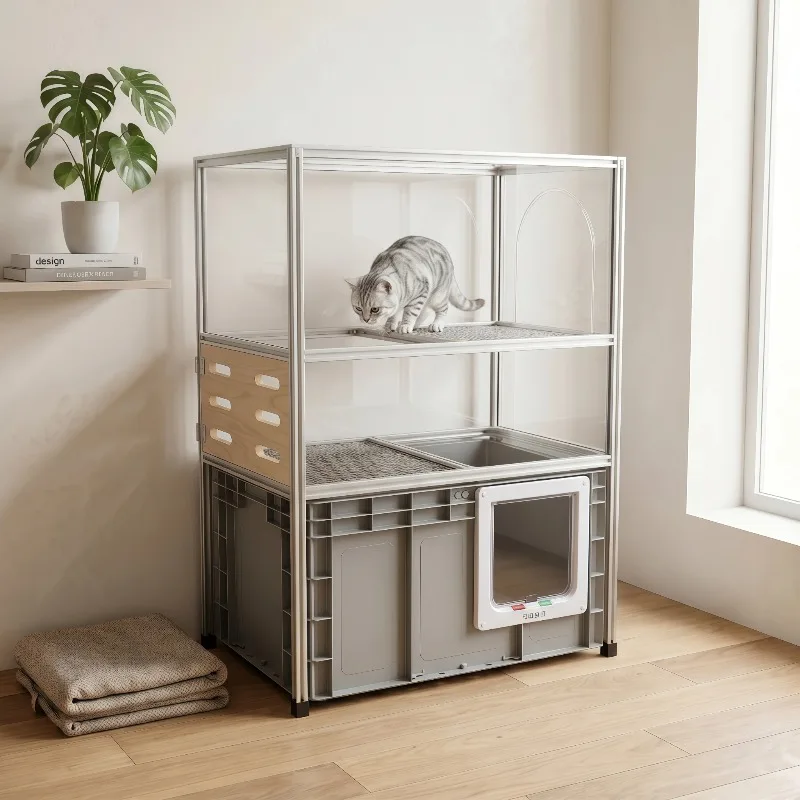 Oversized Cat Litter Box, Three-layer Aluminum Profile Sand Control Without Sand, Custom Cat Litter Cabinet