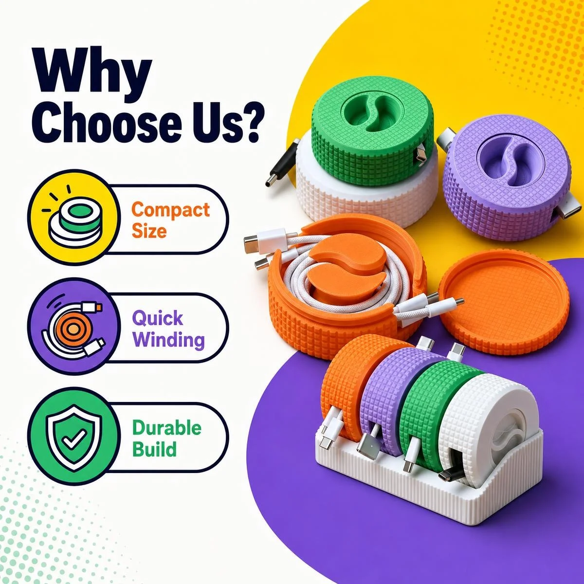 Colorful Silicone Cable Organizer Portable Cord Winder Storage Box Wire Management Holder for Travel Desktop Home Use