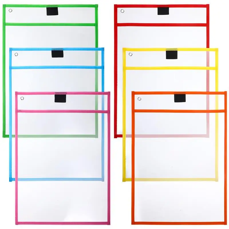 6Pcs Sheet Protectors Clear Design Paper Cover Loose Leaf Protector Paper File Protect Bag(Random Color)