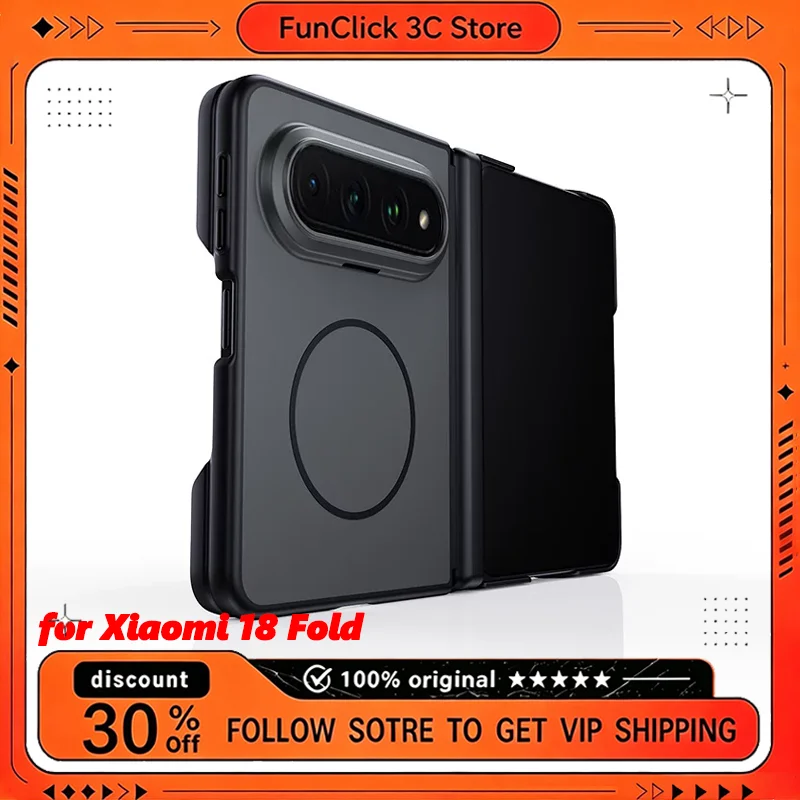 Magnetic Phone Case for Xiaomi 18 Fold Hinge Folding Screen Central Axis Shockproof Wireless Charging Cover for Xiaomi18Fold