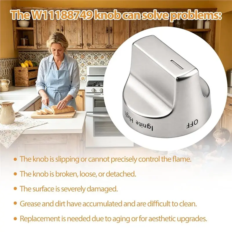 ABBK-Replacement Control Knob W11188749 For Whirlpool W11188749, W10850036, 4591193