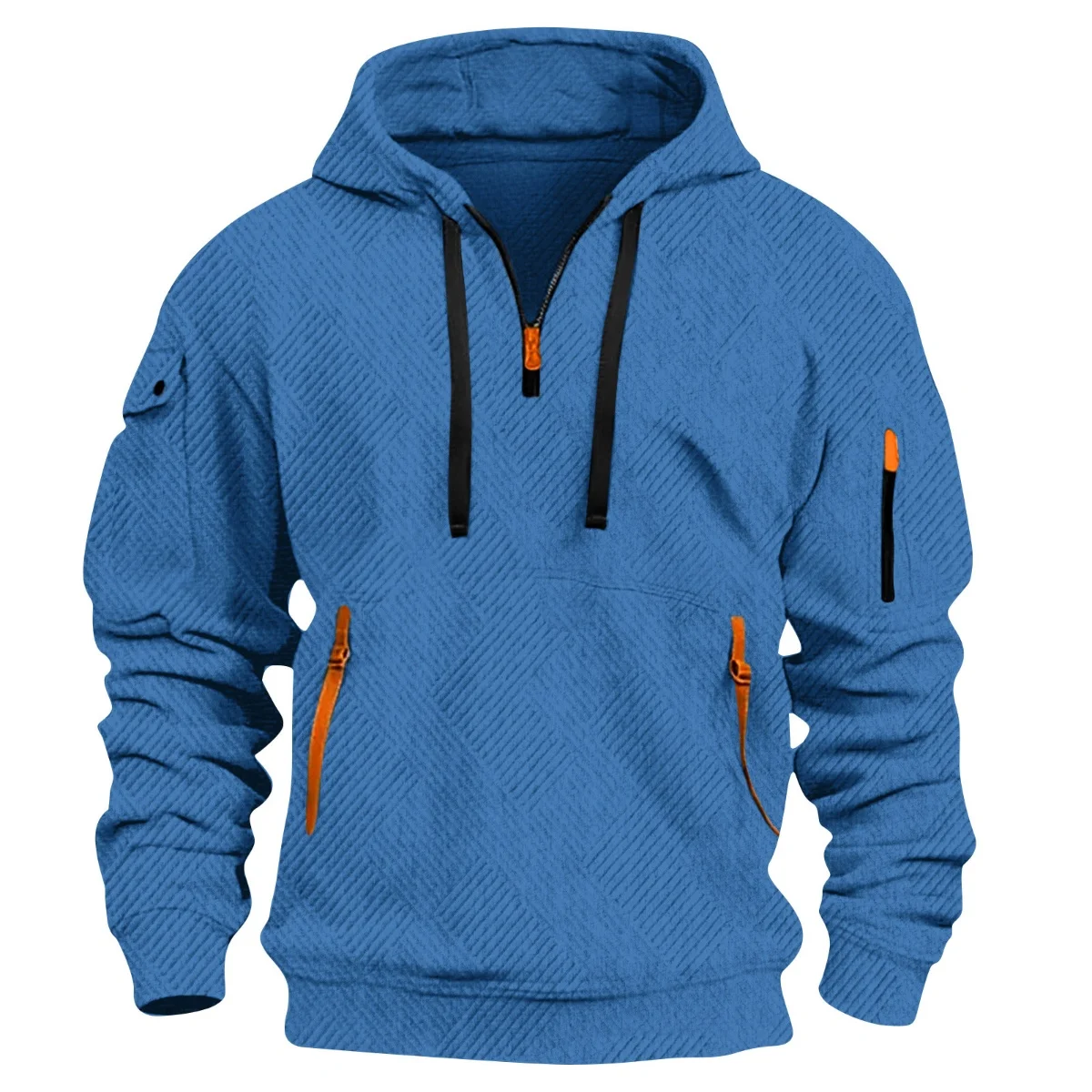 

2025 new hooded sportswear casual men's jacket with zipper pocket jacquard fashion men's sweatshirt, unise-friendly pullover