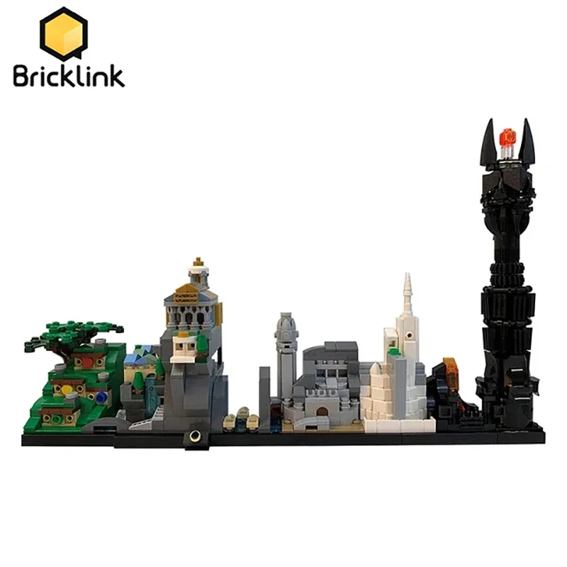 Bricklink Magic Castlesc City Skyline Architecture Movie King of Ring The Return of the Kings Dark Tower Building Blocks Toys