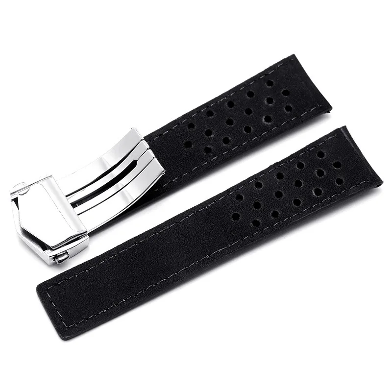 Real Calf Leather Suede Ventilate Watch Strap For Tag Heuer Aquaracer Carrera Watchband MONACO Bracelet Men 20mm 22mm 24mm