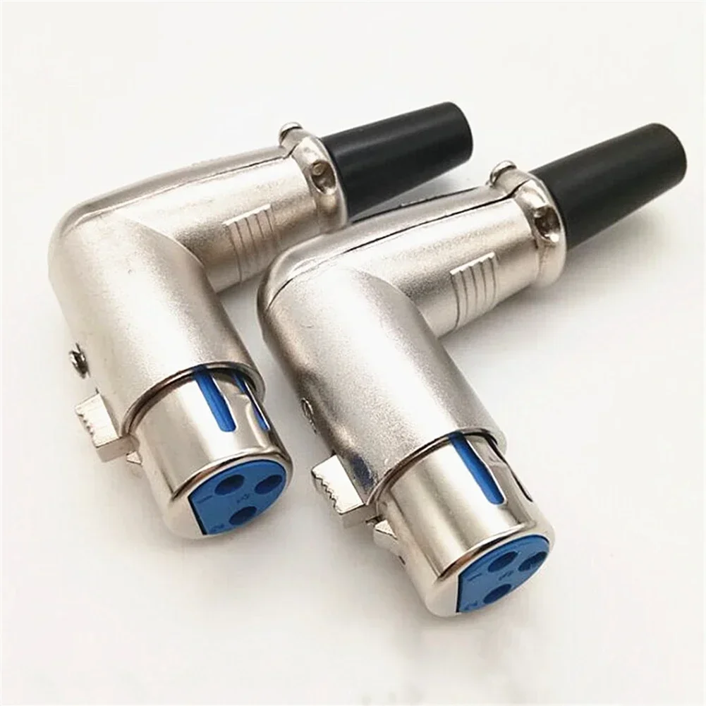 100% Brand New Converter Audio Cable Right Angle XLR XLR Plugs 3-Pin Adapter Black&Silver Female Female-Male Male