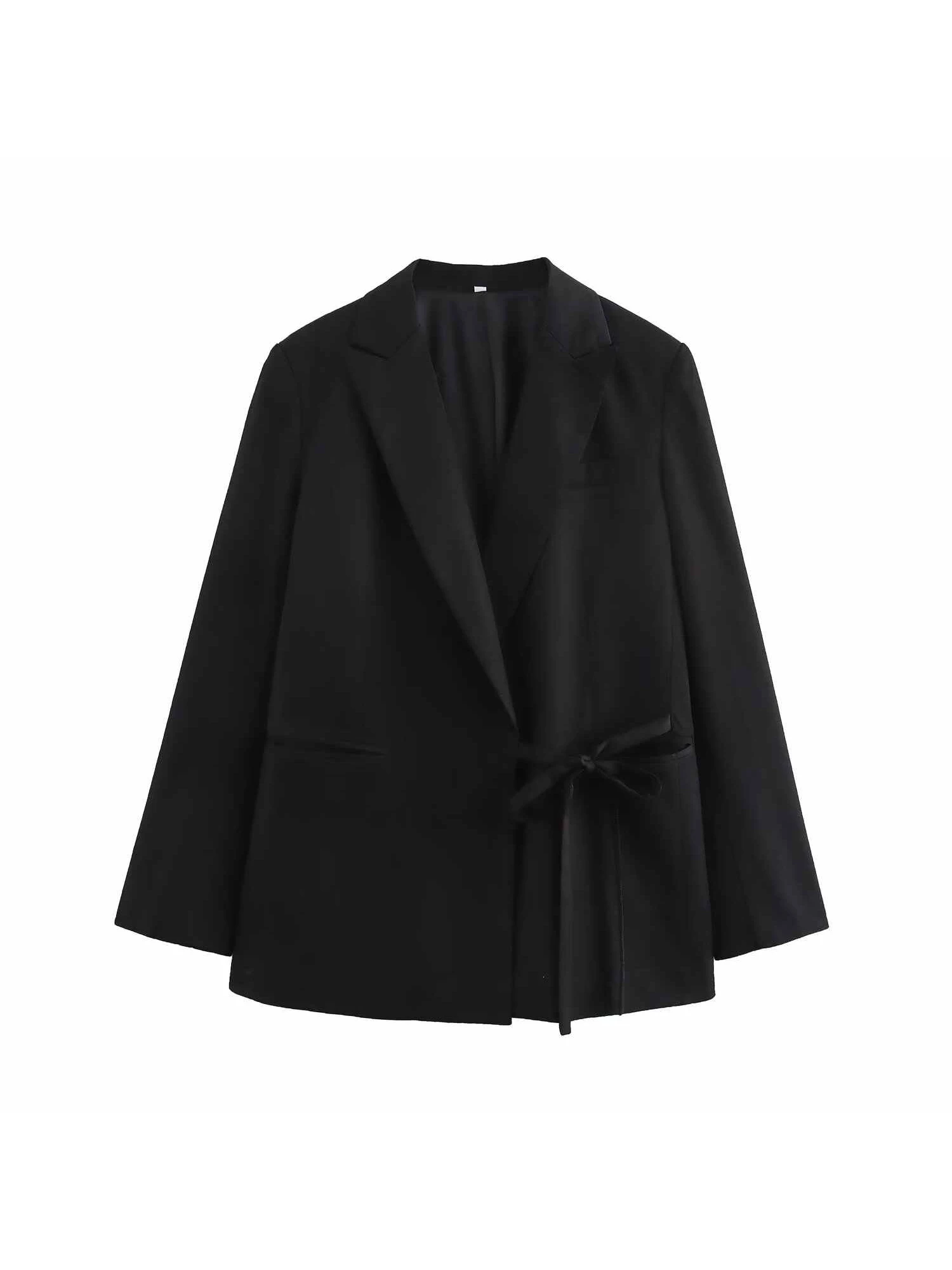 

Women's Clothing Black Gothic Long Sleeve Blazer Coat Vintage Harajuku OL Style Loose Lace-up Suit Jacket Outerwear Top 2025 New