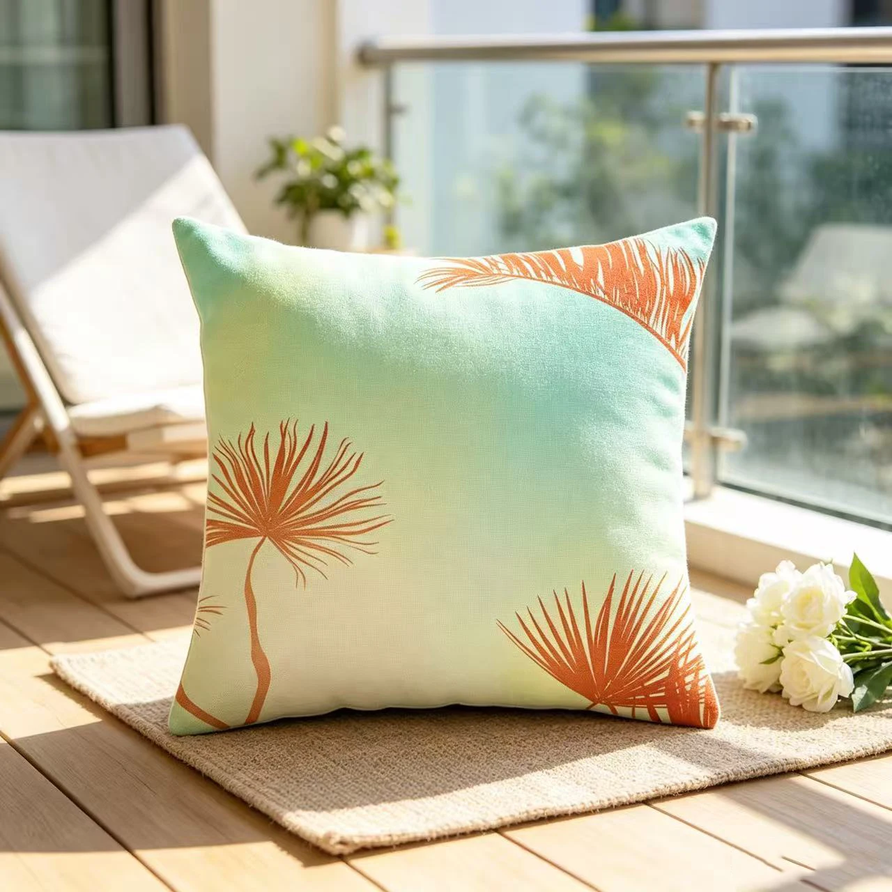 Tropical Palm Leaf Beach Sunset Throw Pillow Case Decorative Pillowcase Living Room Sofa Office Cushion Cover Home Decor