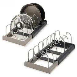 Expandable Kitchen Cabinet Organizer Rack Stainless Steel Storage Shelf Pots Pans Cutting Boards Cookware