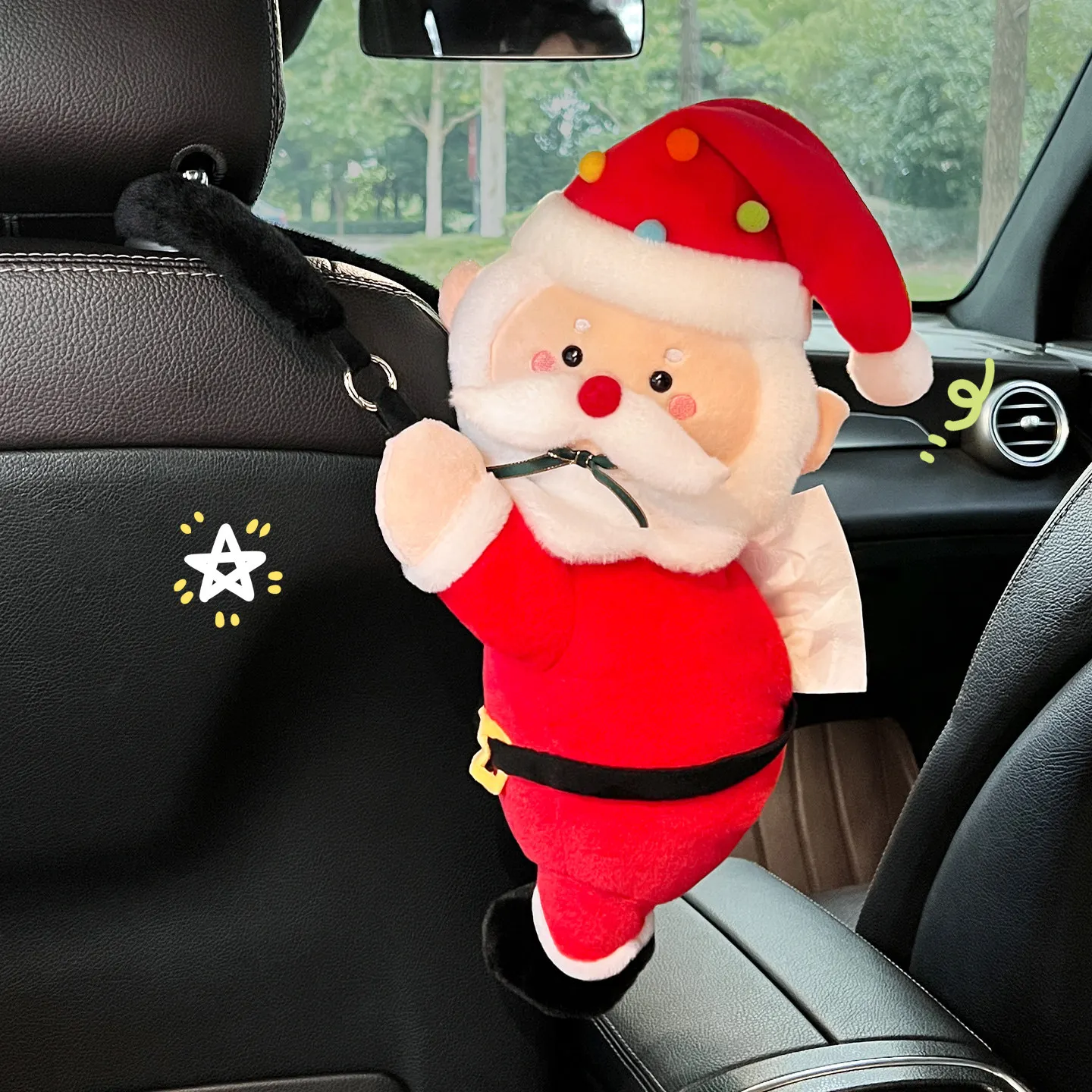 Car Tissue Box Hanging Bag 2026 New Rear Seat Cute Lady Doll Car Interior Decoration Auto Tissue Holder