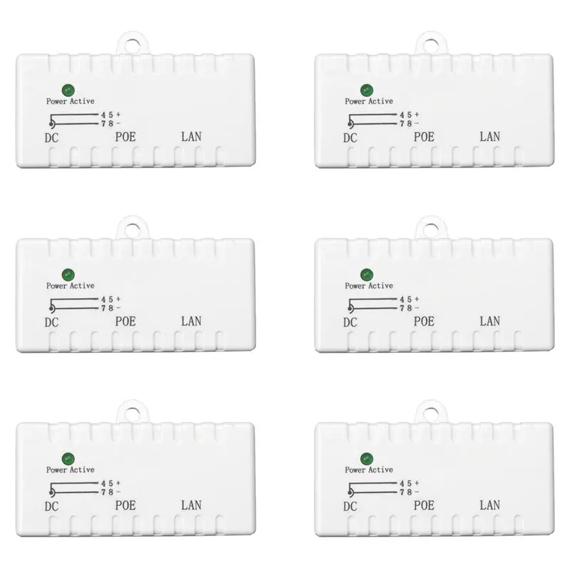 

T82C Hot Sale-6X Poe Splitter Poe Injector Rj45 DC 5.5Mm X 2.1Mm Input Passive Splitter Adapter Connector For Ip Network Camera(