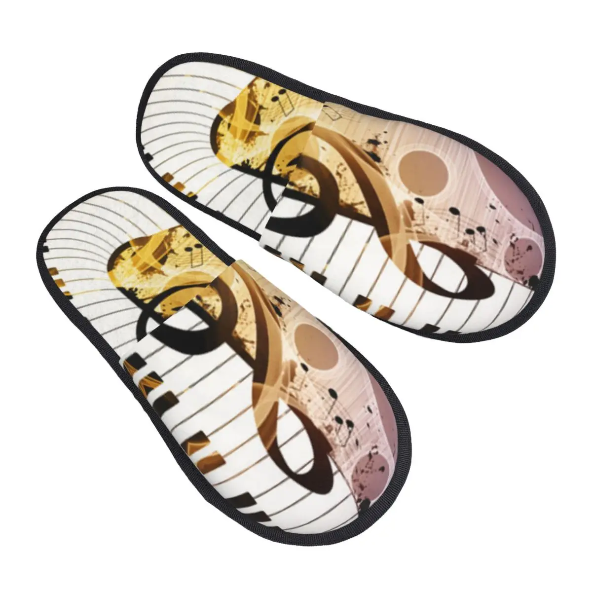 Indoor Abstract Music Notes Warm Slippers Home Plush Slippers Home Soft Fluffy Slippers