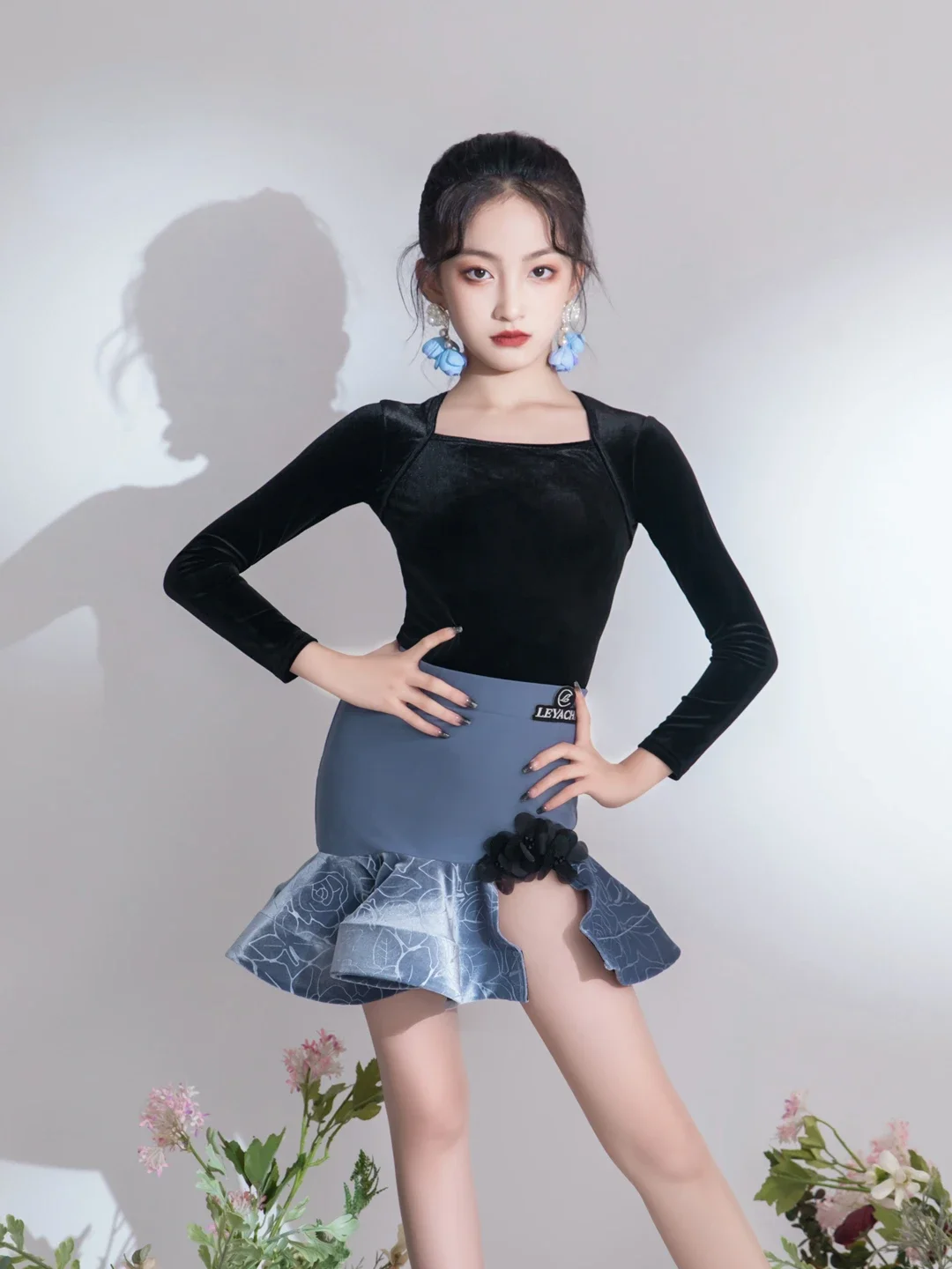 Rumba samba Tango ชุดเต้นรำละตินสำหรับเด็กผู้หญิงชุดฝึกเต้นละตินชุดชุดเชียร์ลีดเดอร์สำหรับเด็ก