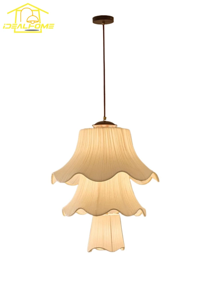 

French Design Medieval Chimes Pendant Lights LED E27 Atmosphere Fabric Art Decorative Hanging Lamp Restaurant Study Bedroom Cafe