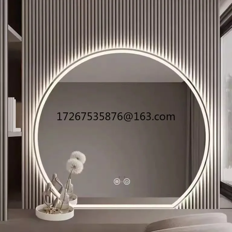 

Smart bathroom mirror with lamp wall hanging anti-fog semi-round LED touch screen bathroom mirror bathroom mirror