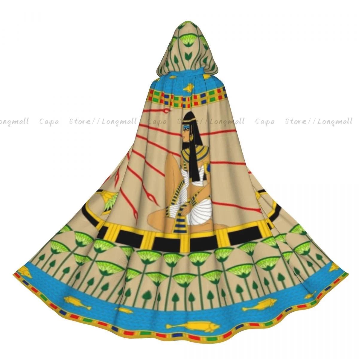 

Egyptian Girl Floating On The Boat Cloak Hooded Cosplay Costume Halloween Adult Long Party Cape