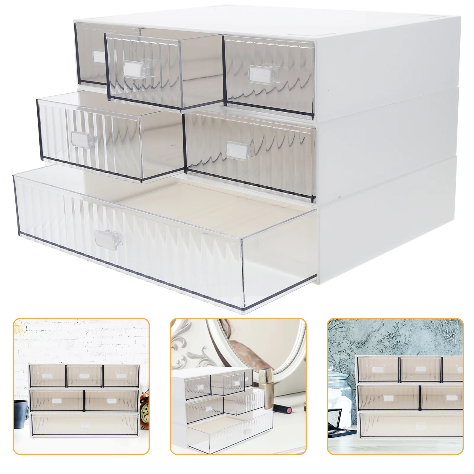 

1 Set Of Stackable Desktop Storage Drawer For Makeup Brushes Lipsticks Skincare Products Tabletop Organizer Stationery Holder