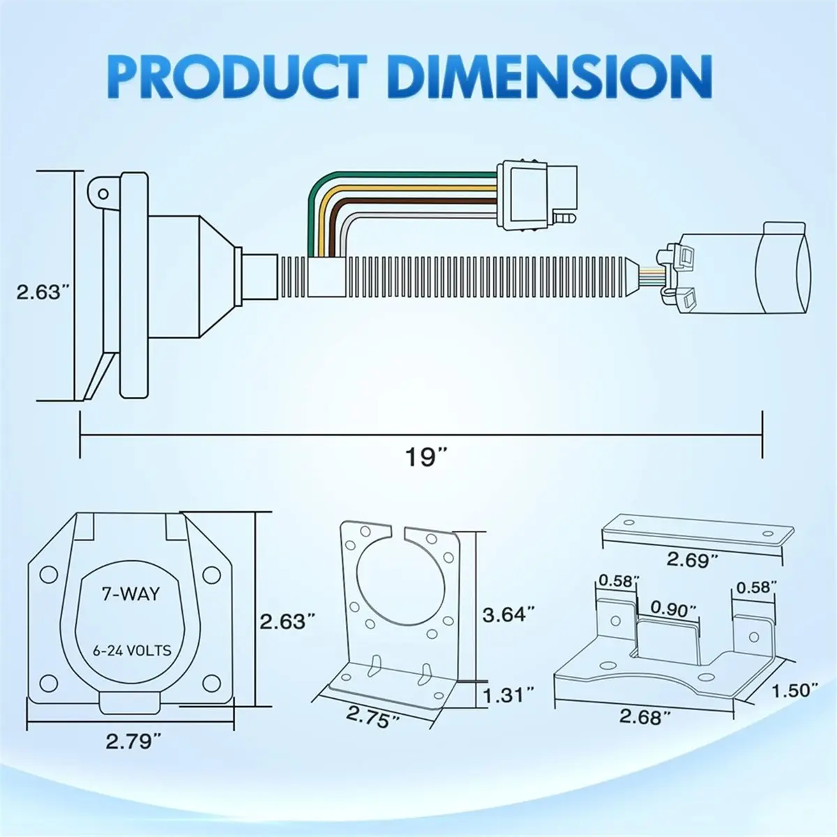 Dual Output 7PIN USCAR Trailer Adapter 4 Pin Flat 7 Round RV Blade Transfer 7 Round Multi-Tow for RVs Trucks