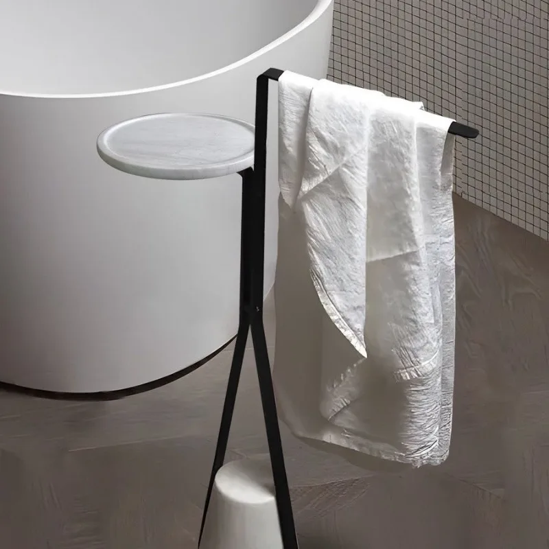 Marble bathtub rack, bathroom side bathroom toilet towel, no punching minimalist floor towel rack