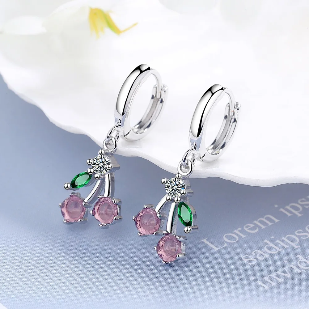 Stamp 925 Sterling Silver Sweet Cherry Drop Earrings for Women Statement Fine Jewelry Brinco 2026 new