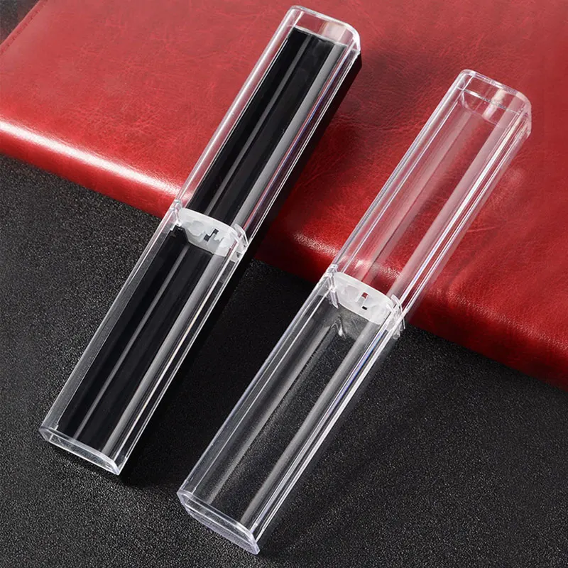 

50Pcs Plastic Pen Case Transparent Pencil Case Box Clear Pen Storage Container for Student School Office