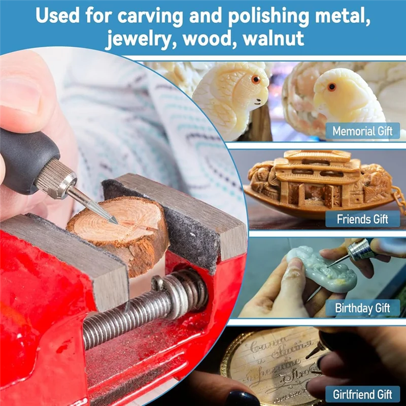 AT13 24 قطعة 3/32 بوصة (2.3 مللي متر) لقمة ثقب نحت الخشب الصلب المستديرة للأدوات الدوارة المتوافقة مع قلم النقش