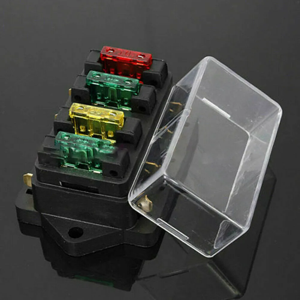 With Fuse 4Way Fuse Box Accessories Automotive Black Electrical Equipment For Standard Blade Fuses HGV Marine Parts