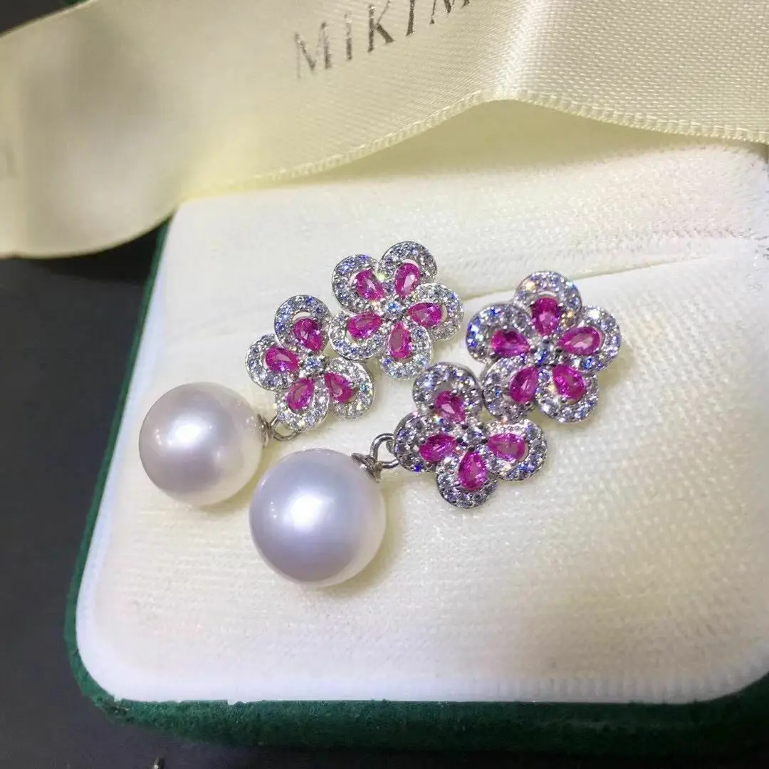 Elegant Pair of AAA 10-11mm 11-12mm 9-10mm South Sea White Pearl Dangle Earring