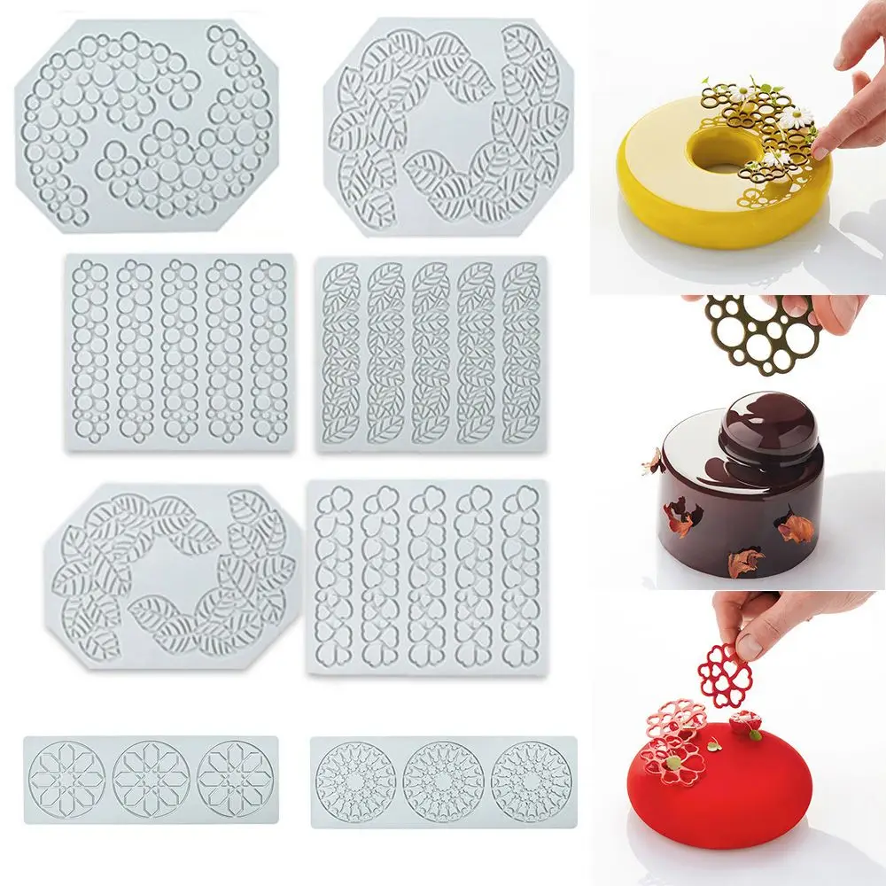 Fondant Cake Lace Mat Silicone Cake Mold 3D Heart Leaves Chocolate Mould Cake Decorating Border Kitchen Baking Tool