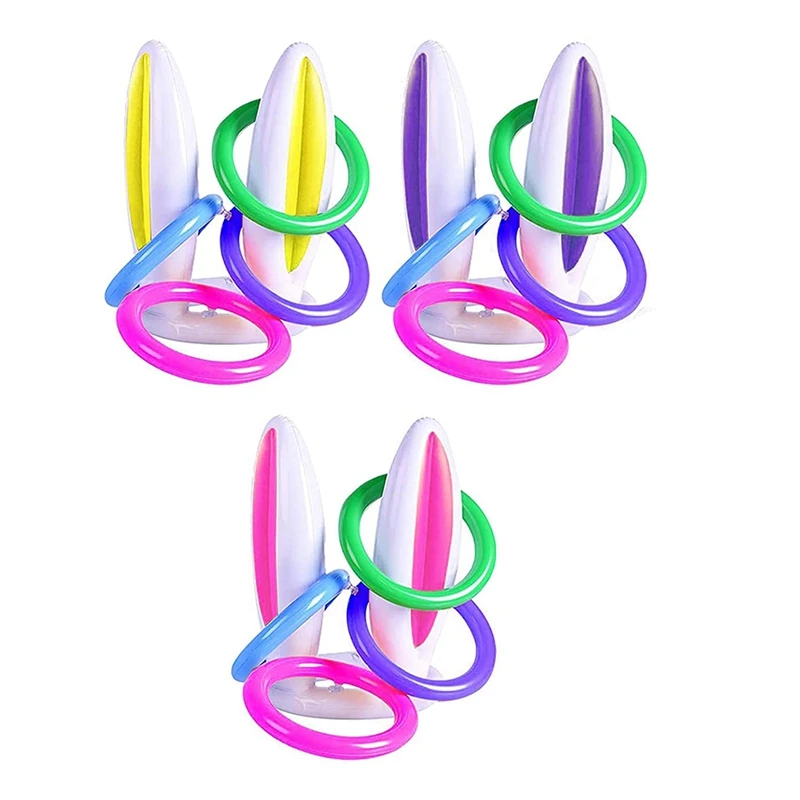 

X18A-Easter Inflatable Bunny Ring Toss Game,Easter Ears Ring Toss Party Games Inflatable Toys Gift
