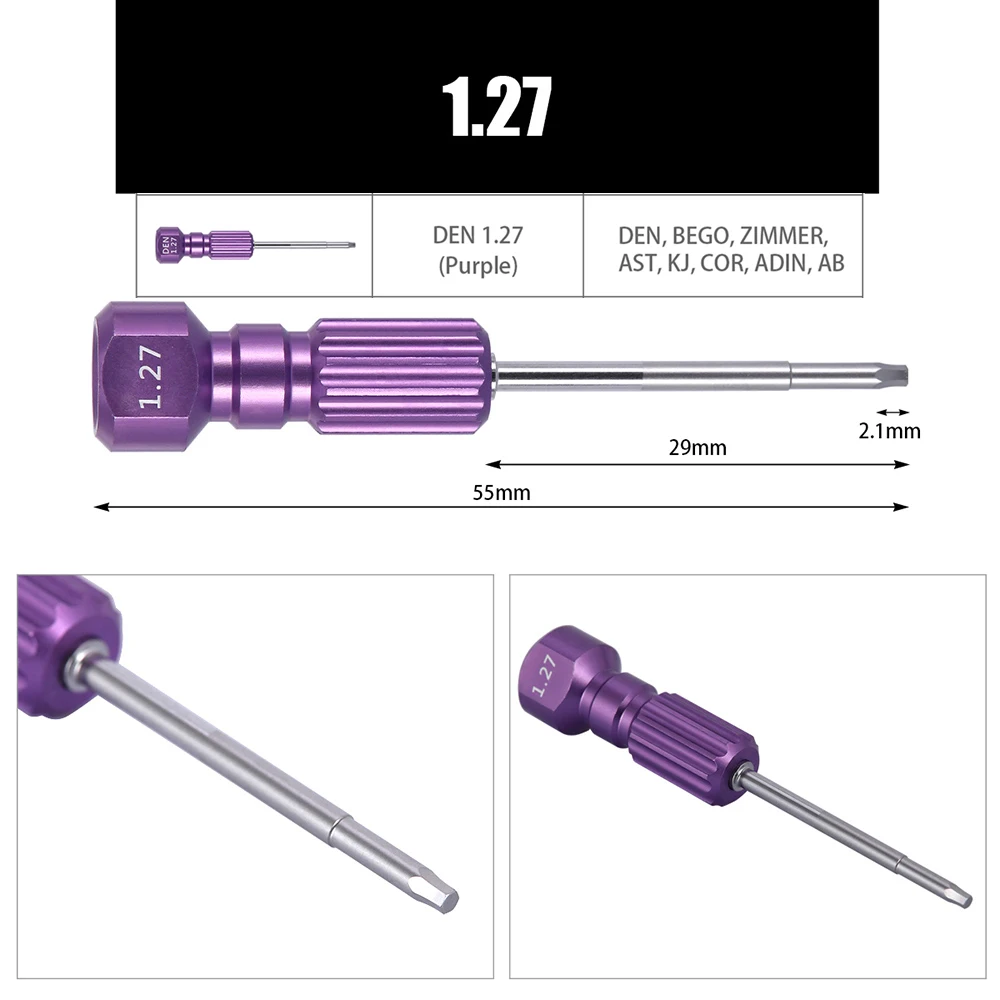 6Pcs Dental Lab Abutment Hex Screwdriver Holder Implant Tool Screw Driver Kit