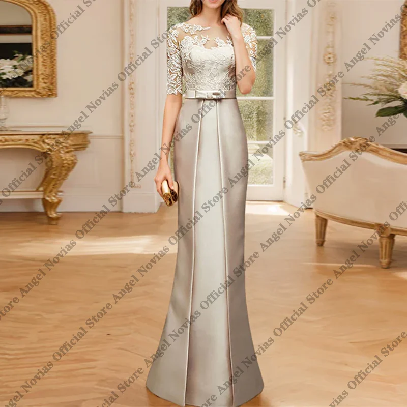 Vestidos de noche de sirena color champán para la madre de la novia 2026 con media manga, vestidos de noche para bodas, vestidos madre de novia para bodas