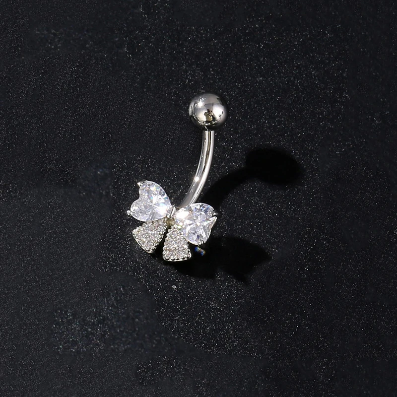 Anillo para ombligo de acero inoxidable con diseño de mariposa y flor, piercing para ombligo, para mujeres y niñas, anillo sexy para ombligo, joyería corporal.