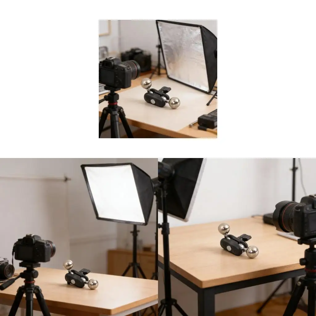  2Pcs 17mm Double Ball Adapters For Phone Tablet Camera Mount 360 Degree Rotation Magical Arm Fill Light Accessories