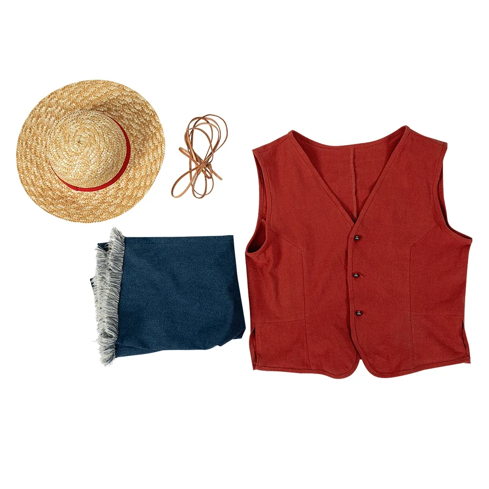 Costume de Cosplay Anime Luffy pour Homme Adulte, Tenue Complète, Uniforme de Carnaval d'Halloween, Déguisement de ix