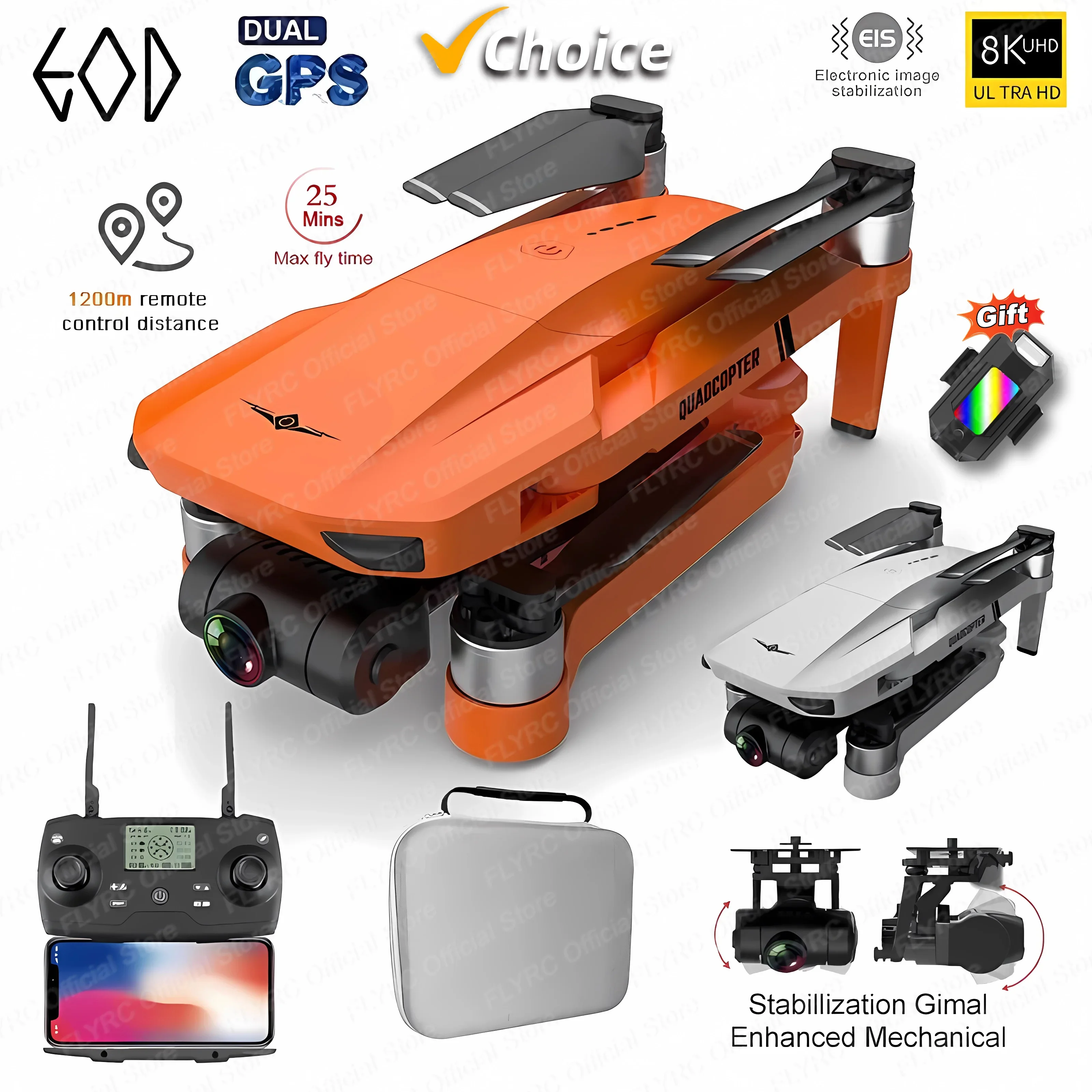 New KF102 GPS Drone 4k Profesional 8K HD Camera 2-Axis Gimbal Anti-Shake Aerial Photography Brushless Foldable Quadcopter 1.2km