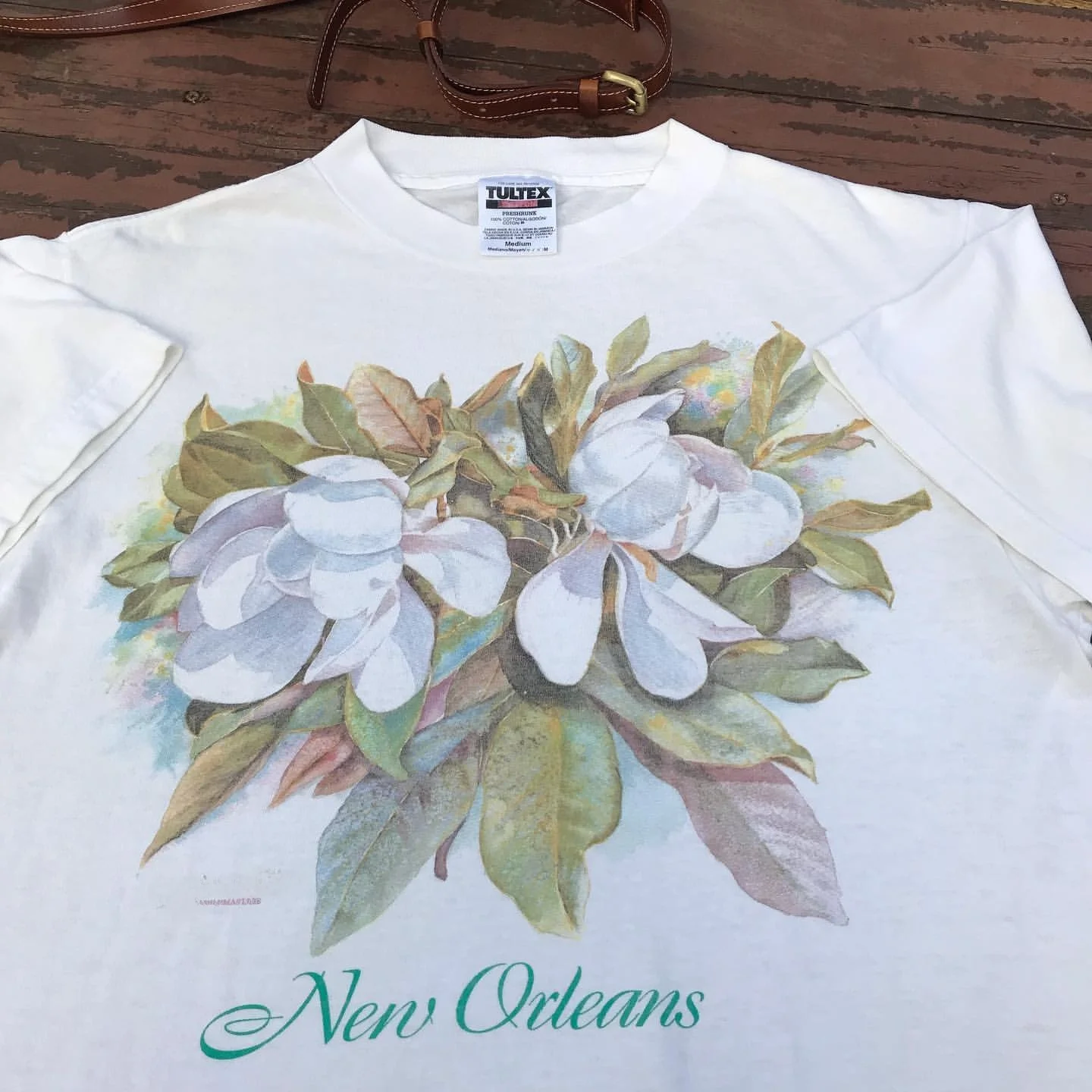 Retro Hand-Painted Floral Short-Sleeve T-Shirt Couple Style Summer  Lazy White Cotton round Neck Men's Women's Tee