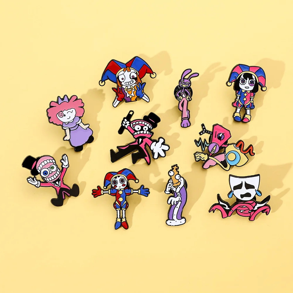

The Amazing Digital Circus Brooches Cartoon Pomni Jax Enamel Lapel Pins Circus Theater Metal Badges for Backpack Accessories