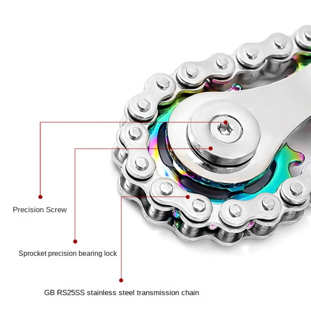 Correntes engrenagem fidget spinner girando topo dedo roda dentada mão spinner corrente engrenagem giroscópio de metal roda engrenagem corrente giroscópio