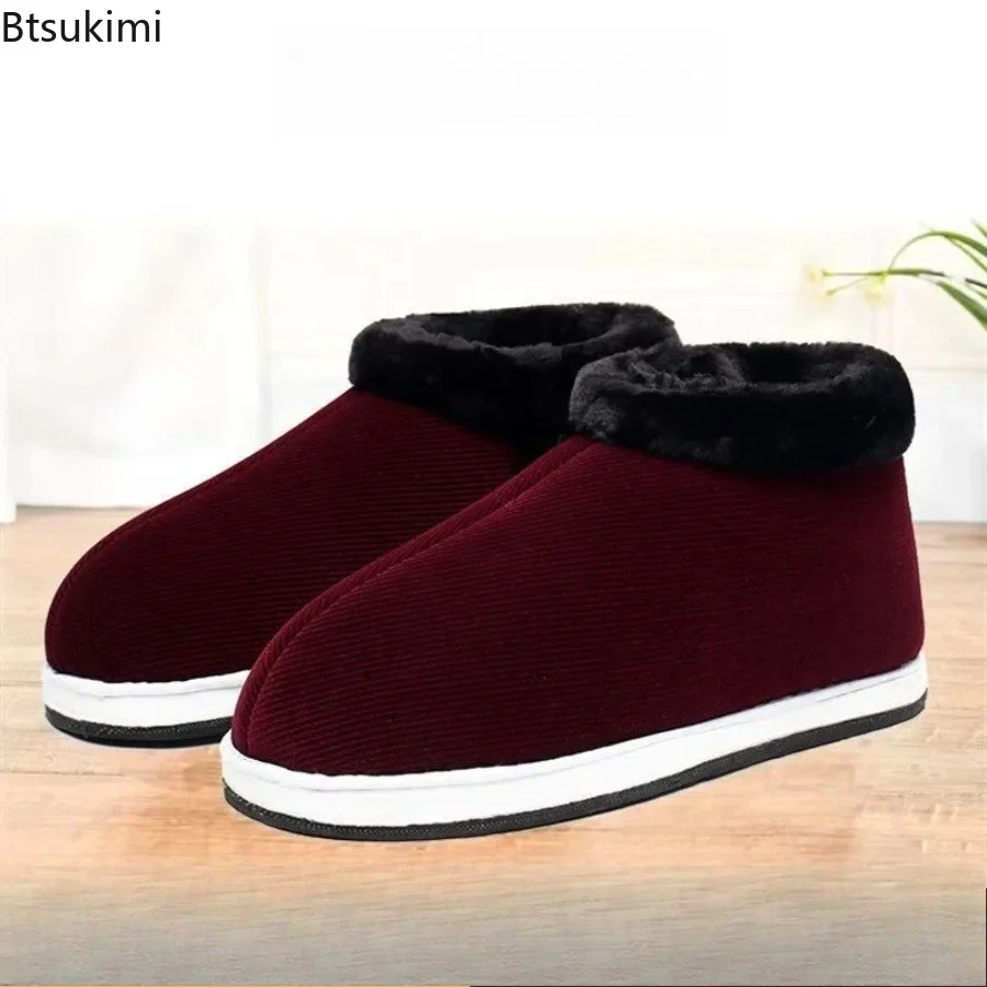New Adult Cotton Boots Winter Plush Warm Home Slippers Non-slip Comfortable Outdoor Casual Shoes Men Women Handmade Cotton Shoes