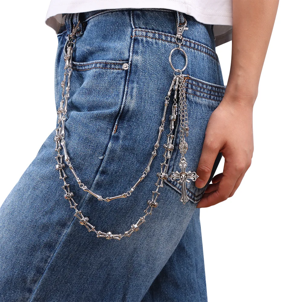 Halloween Multi‑Layer Pant Chain Gothic Skull Pendant Jeans Chain Punk Hip Hop Waist Chain for Party Cosplay Costume Accessory