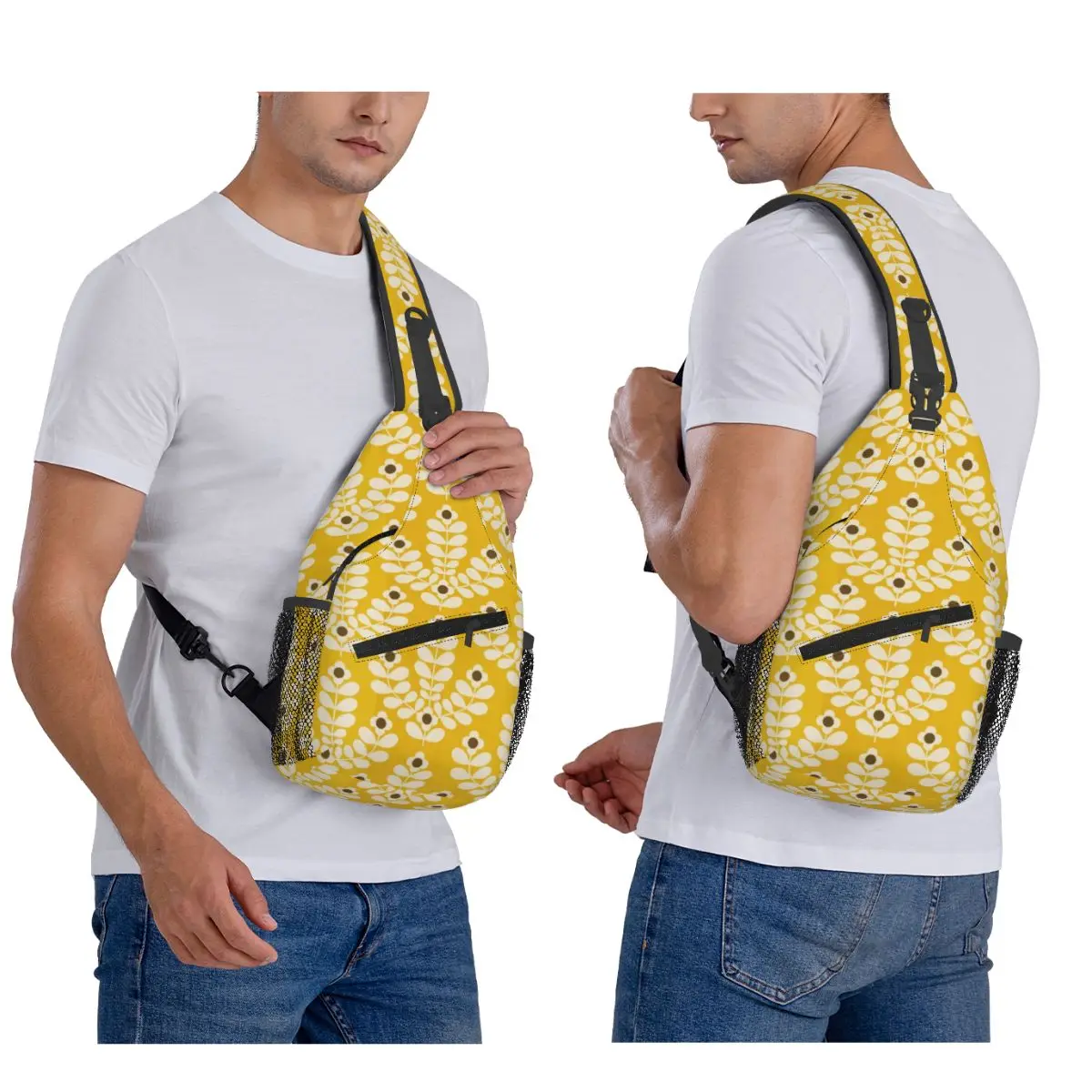 Orla Kiely Abstract Juniper Stem Flowers Chest Bag Men Sling Crossbody Backpack Chest Bag Travel Hiking Daypack Shoulder Bag